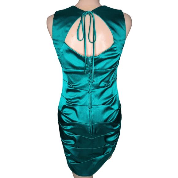 Y2K Ruched Satin Bodycon Cocktail Mini Dress 8 Open Back Fairy Grunge Glam - Picture 2 of 5